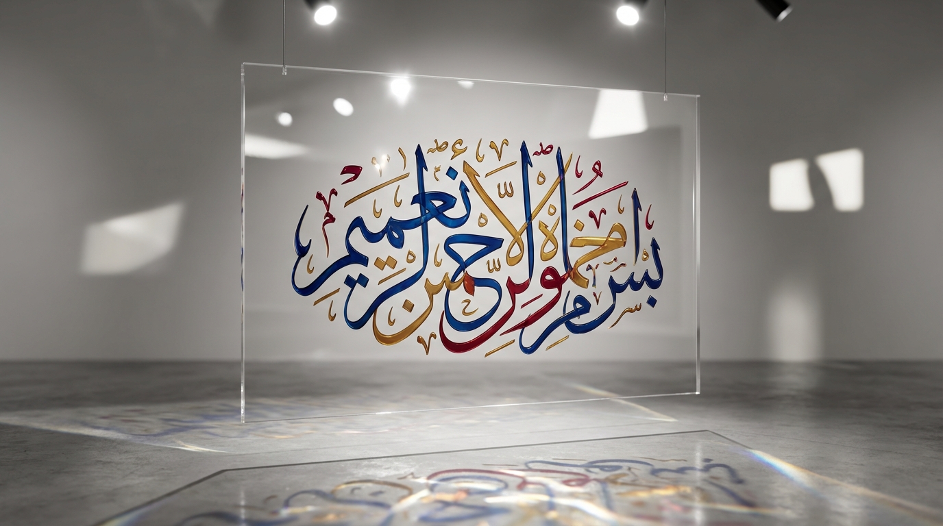explorez la beauté de la calligraphie arabe artistique sur tableau en plexiglas, une décoration élégante et moderne pour sublimer votre intérieur.