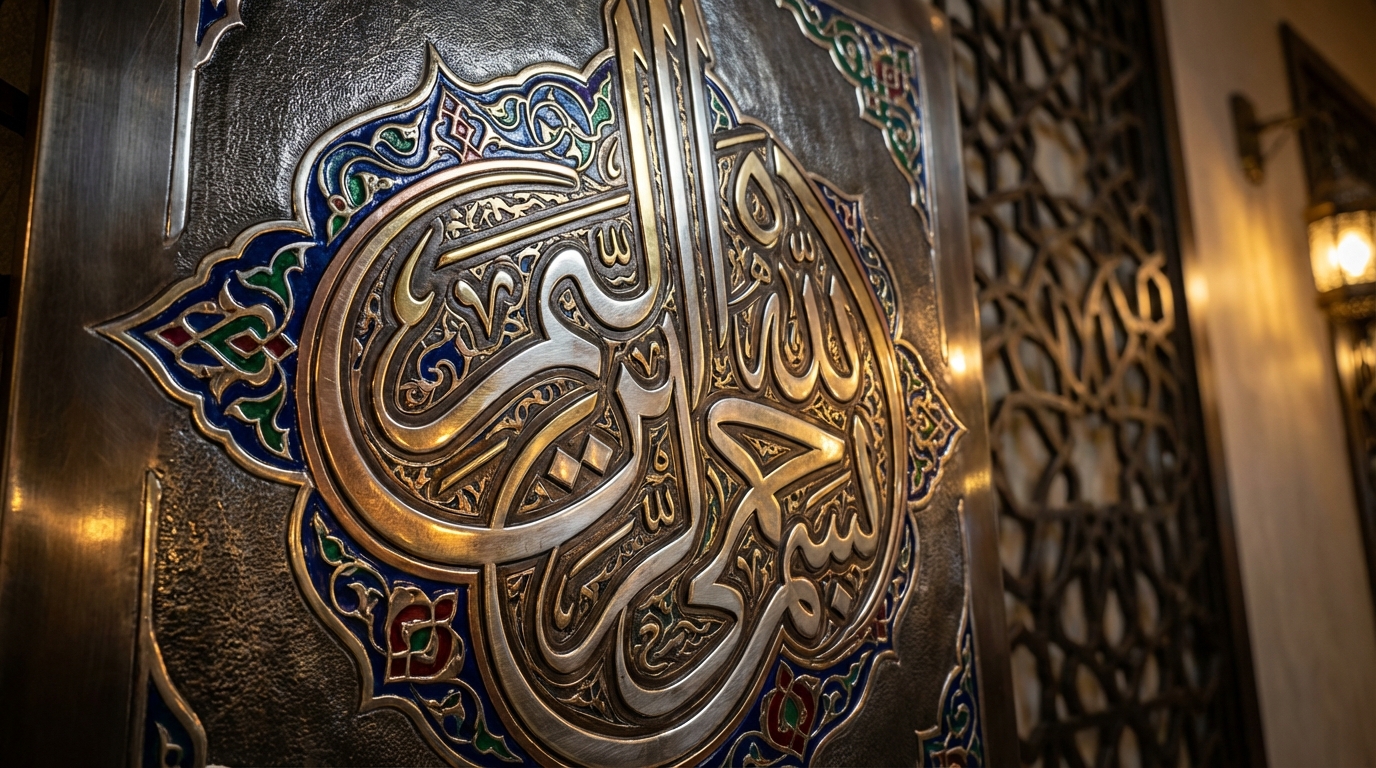 explorez l'art de la calligraphie islamique métallique et découvrez ses techniques uniques alliant tradition et modernité.