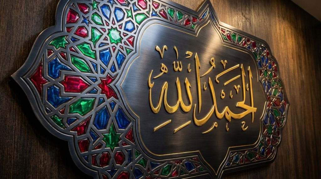explorez l'art raffiné de la calligraphie islamique métallique et apprenez ses techniques uniques pour créer des œuvres d'exception mêlant tradition et modernité.