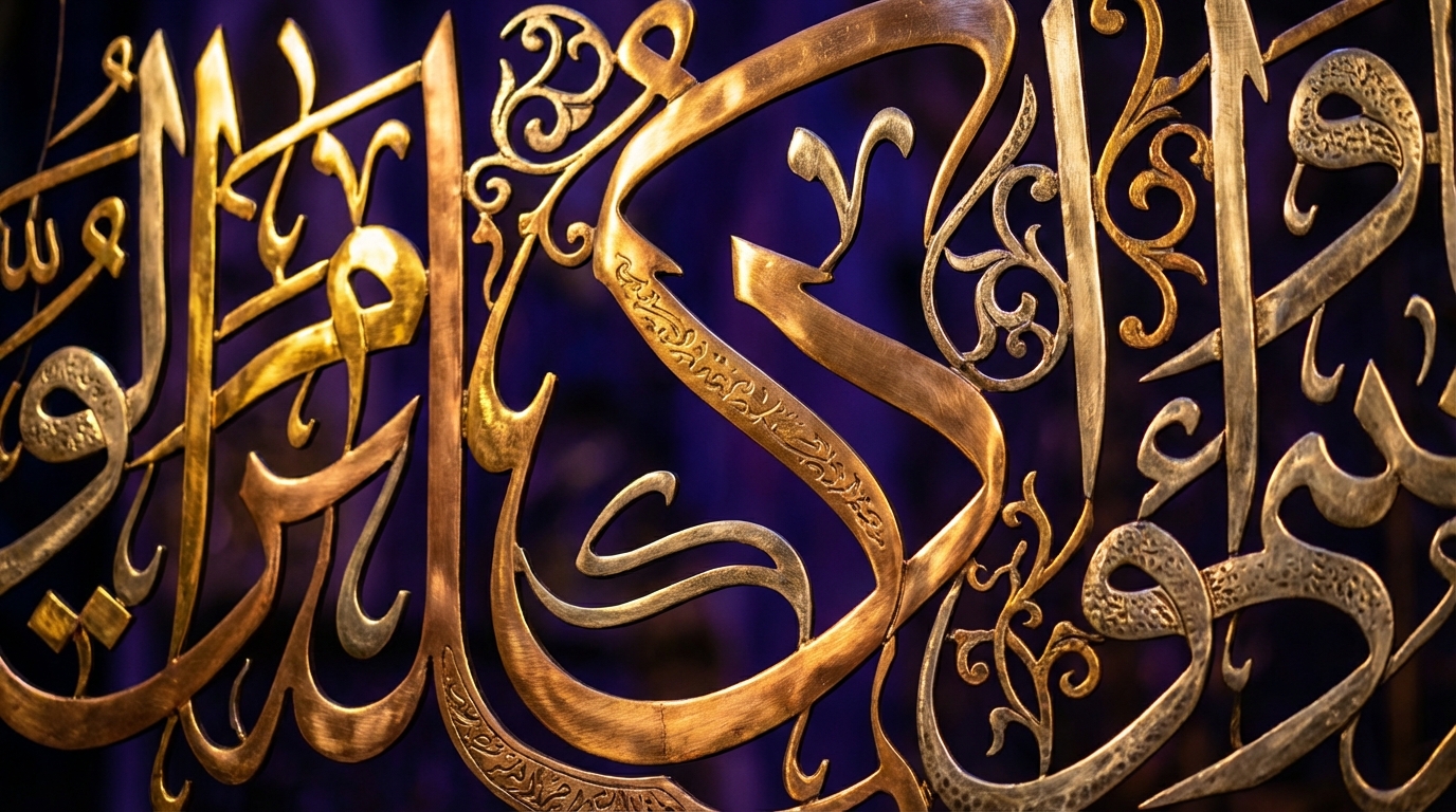 explorez l'élégance des tableaux en calligraphie arabe en métal, alliant art traditionnel et design contemporain pour une décoration unique.