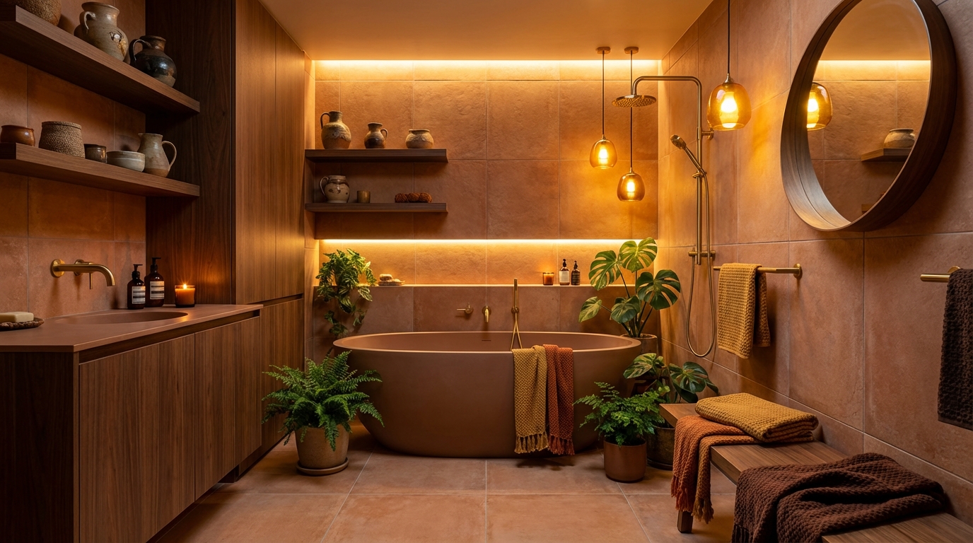 découvrez comment aménager une salle de bain terracotta pour créer un espace chaleureux et accueillant, alliant couleurs naturelles et éléments de décoration cosy.
