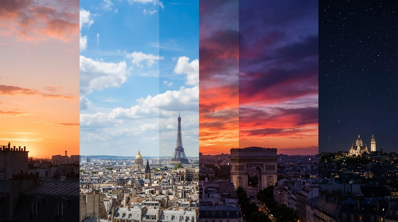 découvrez les secrets du ciel de paris et ses changements tout au long de la journée, de l'aube au crépuscule, pour mieux apprécier la beauté de la capitale sous toutes ses lumières.