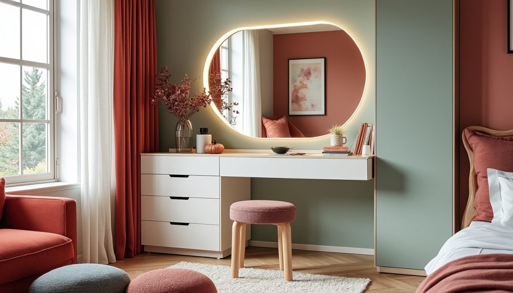 découvrez comment aménager une coiffeuse dans une chambre pour optimiser l'espace et gagner de la place tout en ajoutant une touche de style pratique à votre intérieur.